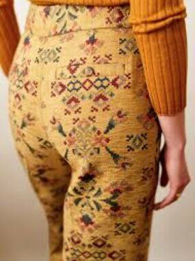 NWOT Sezane Damon Trousers Jacquard Sun sz 6